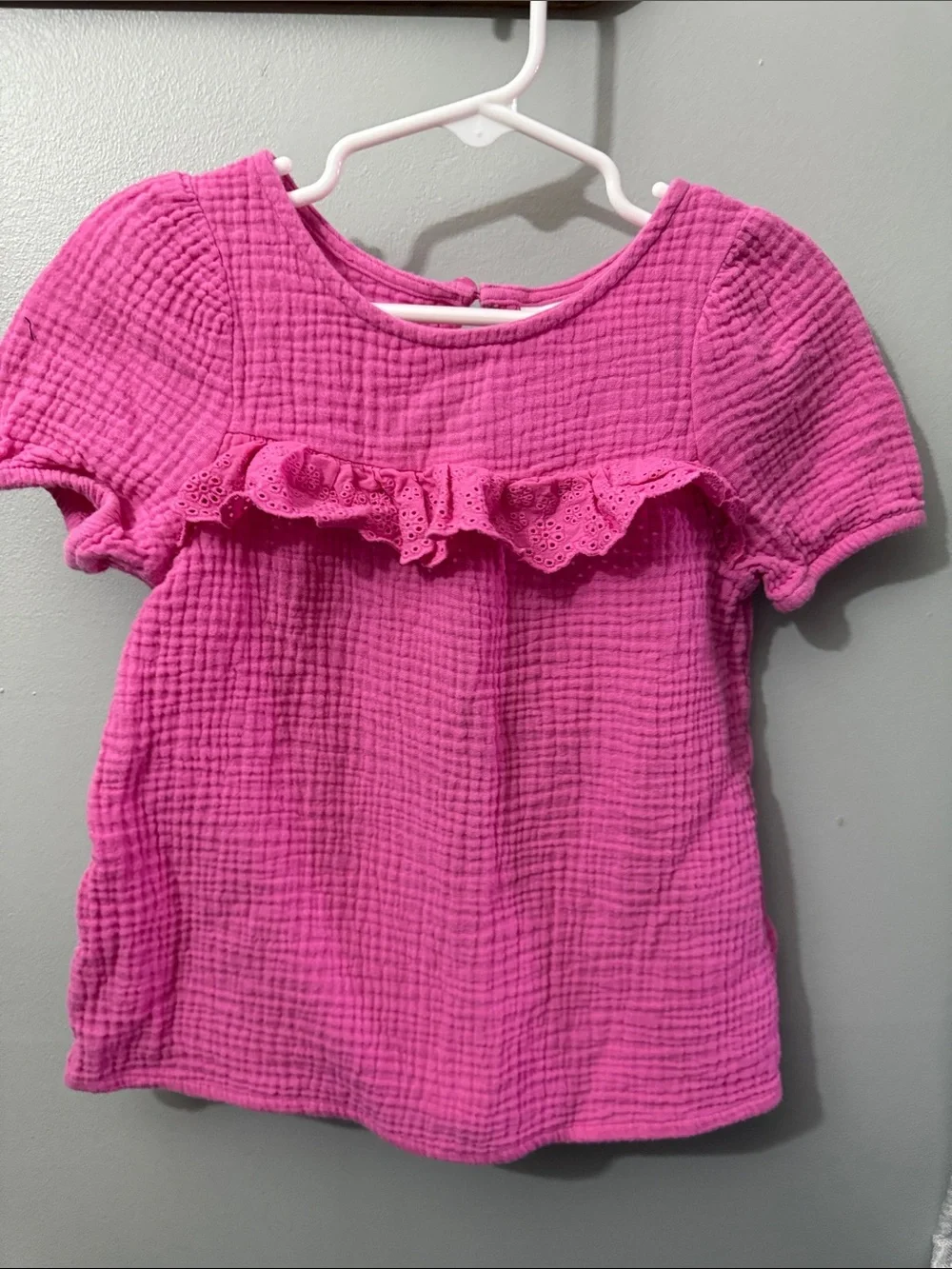 Cat & Jack Bright Pink Ruffle Eyelet Short-Sleeve Top
